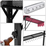 5 * 8FT Outdoor BBQ Grill Patio Canopy with Extra Shadow&Dual Side Awnings, Double Tiered BBQ Gazebo with 2 Side Shelves, Heavy-Duty Steel Frame, LED Light,fit for Barbecue and Picnic (Claret) Knowfunn