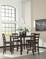 Signature Design by Ashley Coviar 5 Piece Counter Height Dining Set, Includes Table & 4 Barstools, Brown Signature Design by Ashley