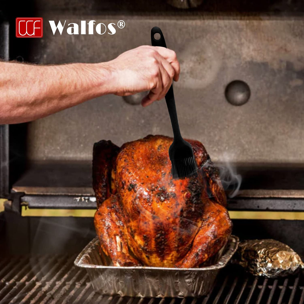 Walfos Silicone Basting Brush Set, 5 Pieces Heat Resistant Pastry Brush, Perfect for Baking,BBQ Grill,Kitchen Cooking,Strong Steel Core and One-Pieces Design,BPA Free and Dishwasher Safe Walfos