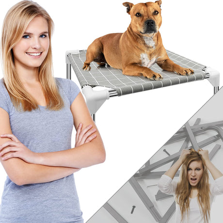 Elevated Pet Bed Dog Cot- Pet Bed for Small Dogs | Raised Dog Bed for Indoor and Outdoor Use for Small Pets Tensorsine