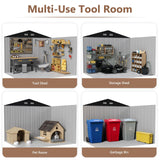 10x8 FT Outdoor Storage Shed, Metal Garden Shed - Tool Storage Sheds with Lockable Doors, Waterproof Outside Storage Building for Backyard, Patio (Black; Floor Not Included) Benass