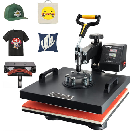 VEVOR 15x15 Heat Press Machine 2 in 1 for T Shirts and Hats, Swing Away T Shirt Press Machine, Professional Heat Press for Sublimation, Vinyl, Heat Transfer Projects VEVOR