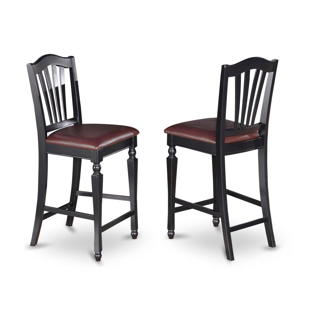 East West Furniture CHEL9-BLK-LC 9 Piece Counter Height Dining Set Includes a Square Kitchen Table with Butterfly Leaf and 8 Faux Leather Dining Room Chairs, 54x54 Inch, Black & Cherry East West Furniture