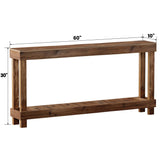 COSHOMER Rustic Farmhouse Console Table with 2 Tiers - Distressed Reclaimed Wood Entryway Sofa Table, Narrow Long Behind Couch Table for Living Room & Bedroom,60x30x10 Inch,Natural Wood(Oak) COSHOMER