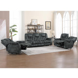 EBELLO 3 Pieces Recliner Sofa Furniture Set, Manual Recliner with Massage and Heat, Loveseat and Bonded 3 Seat Reclining Couch Set for Living Room, Green Grey EBELLO