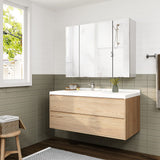 Medicine Cabinets Bathroom Mirror Cabinet with 3 Door 31.5x23.6 Inch Bathroom Wall Cabinet with Mirror Wall Mirror Storage Shelf with 3-Adjustable Shelves Storage Organizer Kitchen Cupboard,White DICTAC