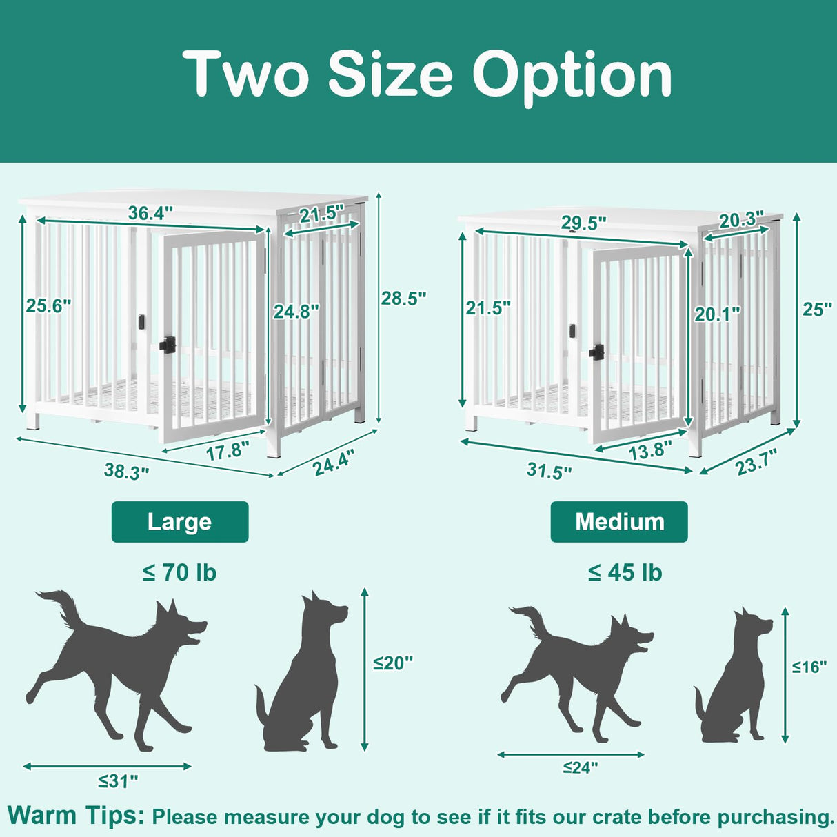 UMXES Heavy Duty Dog Crate Furniture, Fully Assembled exc. Locks, All Metal Frame & Wooden Tabletop, Modern Kennel for Small Dog, End Table, Sturdy, Foldable, White UMXES