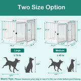 UMXES Heavy Duty Dog Crate Furniture, Fully Assembled exc. Locks, All Metal Frame & Wooden Tabletop, Modern Kennel for Small Dog, End Table, Sturdy, Foldable, White UMXES