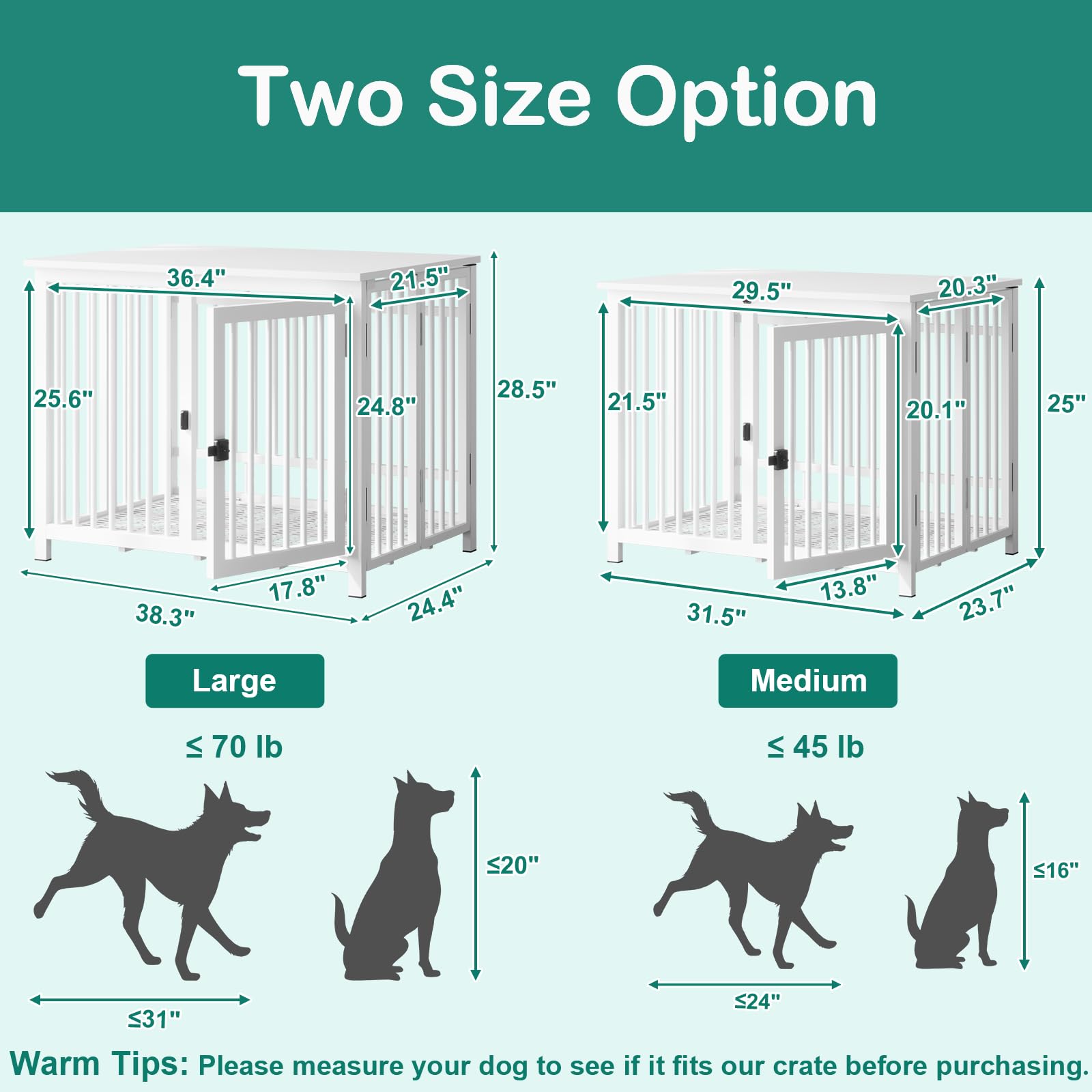 UMXES Heavy Duty Dog Crate Furniture, Fully Assembled exc. Locks, All Metal Frame & Wooden Tabletop, Modern Kennel for Small Dog, End Table, Sturdy, Foldable, White - WoodArtSupply