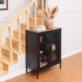 ALBAD Metal Storage Cabinet with Mesh Doors and Adjustable Shelves, Free Standing Sideboard Buffet Cabinet for Kitchen, Living Room, Dining Room, Home Office (Black) ALBAD