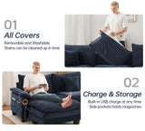 DURASPACE Modular Sectional Sofa 76.8'' Cloud Couch L Shaped Sectional Couches with Movable Ottoman, USB, Comfy Sectionals Sofa for Living Room DURASPACE