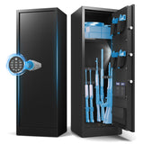 Marcree 8-10 Gun Safe, Digital Large Gun Cabinet for Rilfes and Shotguns, Rifle Safe with Removable Shelf, Shotgun Safes with Dual Alarm System&Mute Function, LED Light, Pistol Bags, Assemble Required Marcree