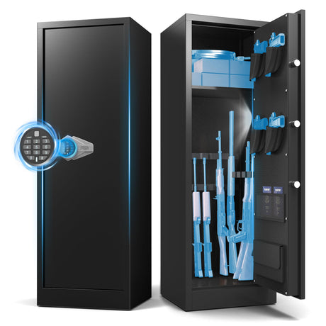 Marcree 8-10 Gun Safe, Digital Large Gun Cabinet for Rilfes and Shotguns, Rifle Safe with Removable Shelf, Shotgun Safes with Dual Alarm System&Mute Function, LED Light, Pistol Bags, Assemble Required Marcree