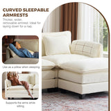 ELUCHANG 113" L Shaped Modular Sectional Sofa, Comfy Cloud Couch, Deep Seat Sofa Couches for Living Room, 4-Seater Modern Sofa with Movable Ottoman for Apartment, DIY Combination,Chenille Cream White ELUCHANG