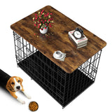 Hoyula Dog Crate Topper Wood 36 Inch Dog Crate Topper Crate Table Topper Collapsible Dog Kennel Topper for Decorative Dog Crate, Suitable for 36 Inch Wire Dog Crate (Furniture Style, Brown) Hoyula