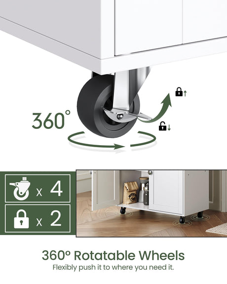CHOEZON Kitchen Island Cart with Storage, Kitchen Island Table with Charging Station, Kitchen Island on Wheels, Kitchen Table with Cabinet, Expandable Tabletop, White and Natural MZD01UWNN1 CHOEZON