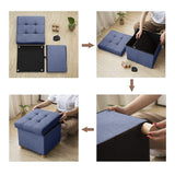 BRIAN & DANY Small Ottoman with Storage, Foot Stool Ottoman Storage Cube, Foot Rest for Couch with Legs, Navy Blue 15" x 15" x 15" BRIAN & DANY
