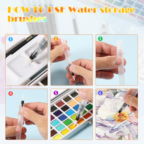 Watercolor Paint Set Portable Travel Watercolor Set with Paint Brushes and Accessories Convenient Water Colors Paint Adult Multifunctional Watercolor for Beginners Professionals YMKWZ