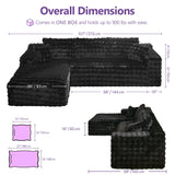 TYBOATLE 107’’ Boneless Slow-Rebound Memory Foam Couch, Cloud Sectional Couches for Living Room w/Upgraded Fabric, Deep Seat Comfy Fluffy L Shaped Modular Sectional Sofa (Black, Left Facing Chaise) TYBOATLE