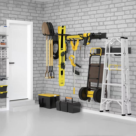 Garage Tool Organizer Wall Mount 13 PCS, Yard Garden Tool Organizer, Adjustable Tool Storage Rack with 8 Heavy Duty Hooks, Max Load 500lbs Garage Organization Ailadl