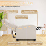 Dopinmin Recliner Chair Breathable Padded PU Leather Massage Single Sofa Recliners for Small Recliner Chair with Footrest Home Theater Seating for Bedroom Living Room,Beige Dopinmin