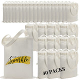 WHEATHUSK 40 Pieces Sublimation Canvas Tote Bags Bulk Blank Tote Bags Screen Printing Reusable Polyester Grocery Bags for Sublimation Heat Transfer Vinyl DIY Crafting White, 14x16 Inch WHEATHUSK