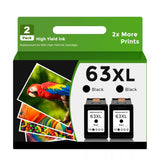 Relcolor Remanufactured Ink Cartridge Replacement for HP 63XL 63 XL (Black 2-Pack) Work with 3830 4650 4652 4655 5200 5252 5255 5258 4520 4512 1112 2132 3630 3632 Printers Relcolor
