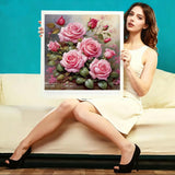 JFYHAB Pink Rose Diamond Painting Kits for Adults-Flowers Diamond Art Kits for Adults,5D Diamond Painting Rose, DIY Full Drill Diamond Painting Rose Gem Art and Crafts 12x12inch JFYHAB