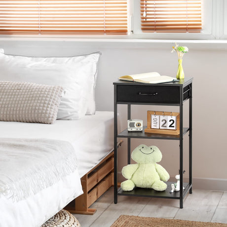 Printer Stand with Storage 3 Tier Home Printer Table with Drawers Multifunctional Under Desk Printer Shelf Holder Industrial End Table Nightstand for Fax Machine Scanner Files Brown BTY