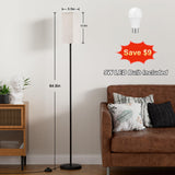 Ambimall Floor Lamps for Living Room & Remote Control, 9W Stepless Dimmable Bulb, Foot Switch, 64'' Tall Standing Lamp, Beige Lampshade(Black) Ambimall