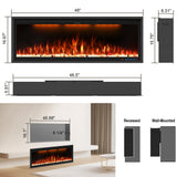 48" Smart Electric Fireplace Inserts,Slim Fireplace with APP Control & Remote Control& Touch Panel,13 Adjustable Flame Color&13 Fuel Bed Colors,750W/1500W,Black VINEMOUNT