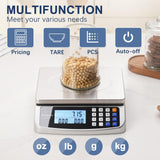 ATOGOU 66lb Food Scale, Commercial Kitchen Scale with Price Computing, Plug-in Usable, 0.05oz/1g, 304 Stainless Steel, for Cooking, Vegetables, Farm, Industry, Counting. LC300 Silver Atogou