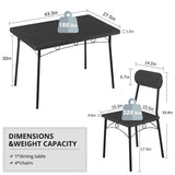 VECELO Dining Table Set for 4, 5 Piece Dinette with Chairs for Kitchen, Breakfast Nook and Small Space, Black VECELO