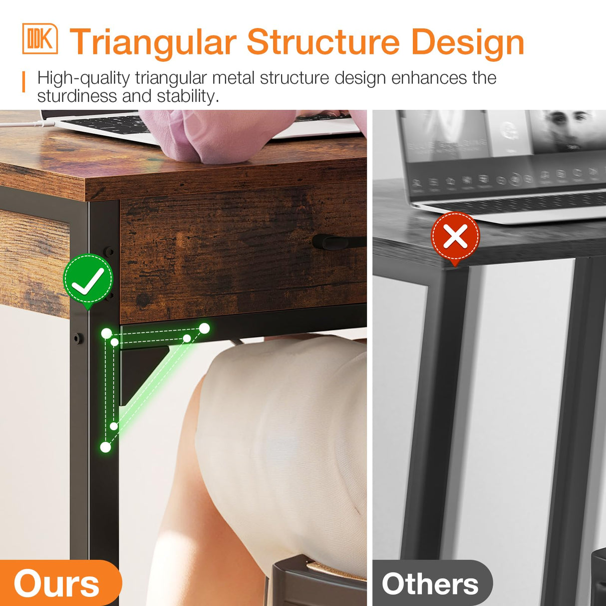 ODK 24 inch Bar Table with Power Outlets, Bar Height Pub Table, Counter Height Bar Table, High Top Kitchen & Dining Counter Tables with Sturdy Legs & Easy-to-Clean Top, Indoor use, Vintage ODK