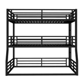 Bellemave Heavy Duty Triple Bunk Bed for Multiple Kids,Full Over Full Over Queen Size Bunk Beds with Storage Board for 3 Kids,Metal Triple Bed for Boys Girls,Black Bellemave