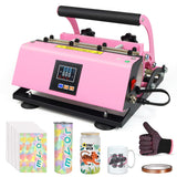 Tumbler Mug Cup Heat Press Machine for Sublimation 15-30oz,Mug Cup Printing Machine，Cups Not Included (Pink) amusediy