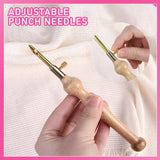 Punch Needle kit for Beginners, Adjustable Punch Needle Embroidery Kit for Adults Punch Needle Tool Embroidery Needle Wooden Handle Embroidery Pen Kits Tophoniex