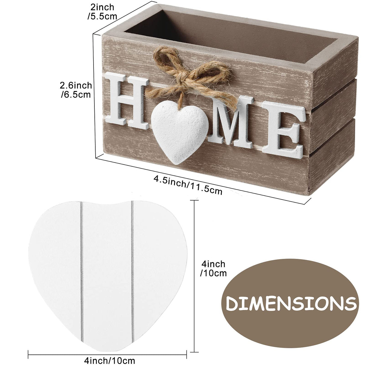 Wooden Heart Coasters for Drinks Set of 6 Funny Farmhouse Coasters with Holder for Coffee Table Protection Housewarming Gifts for New Home Decoration, 4 Inch(Home,Brown) Patelai