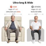MCombo Triple Motor Oversized Lay Flat Power Lift Recliner Chair with Infinite Position, for 380lbs and Heights 5'7''-6'6" Big and Tall People, Adjustable headrest, Faux Leather R7177 (Cream White) MCombo