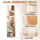 ZHUMUJIAJU 6-Tier Rotating Bookshelf- 360° Spinning Bookshelf Tower Kids, Tall Narrow Bookshelves with Wheels, Acrylic Clear Bookcase, Modern Storage Organizer for Home Office, Living Room, Bedroom ZHUMUJIAJU