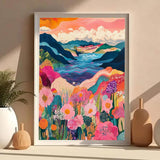 Flower Diamond Art Kits for Adults- Mountain Flower Diamond Art Kits for Beginners-Landscape Abstract DIY 5D Diamond Painting Kit ，Cute Painting Pictures 5D Craft Wall Decor for Home【11.8x15.7inch】 RYMILIE