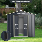 IRONMAX Outdoor Storage Shed, 7x6 FT Galvanized Steel Lean to Garden Shed, Heavy Duty Tool Storage House with Sliding Doors & Air Vents, for Bicycles, Lawnmowers, Backyards, Patios, Lawns, Grey IRONMAX