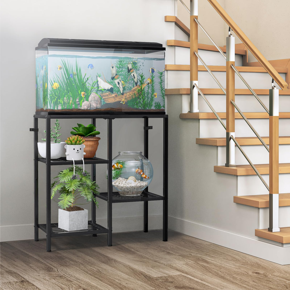 CADUKE Aquarium Stand 20 Gallon, Metal Fish Tank Stand, Aquarium Rack Stand for Fish Tank Accessories , 3 Tier Turtle Reptile Terrarium Stand for Living Room Office CADUKE