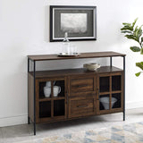 Walker Edison Furniture AZU48RAD3DDW Industrial 3-Door Buffet Sideboard for Kitchen-Dining Room, 48, Dark Walnut Walker Edison