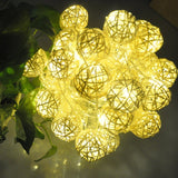 EONLYX Solar Rattan Ball String Lights, 30LED 20ft Rattan Ball Fairy Lights Waterproof Rattan Ball Garden Lights for Landscape Patio Christmas Party Wedding Decoration (Warm White) EONLYX