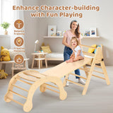 YOLEO Pikler Triangle Set, Foldable 7-in-1 Montessori Climbing Set Fun Baby Pickler-3 Piece Climbing Jungle Gym and Indoor Playground Climbing Toys for Toddlers 1-3 Inside (Natural, Standard Version) YOLEO
