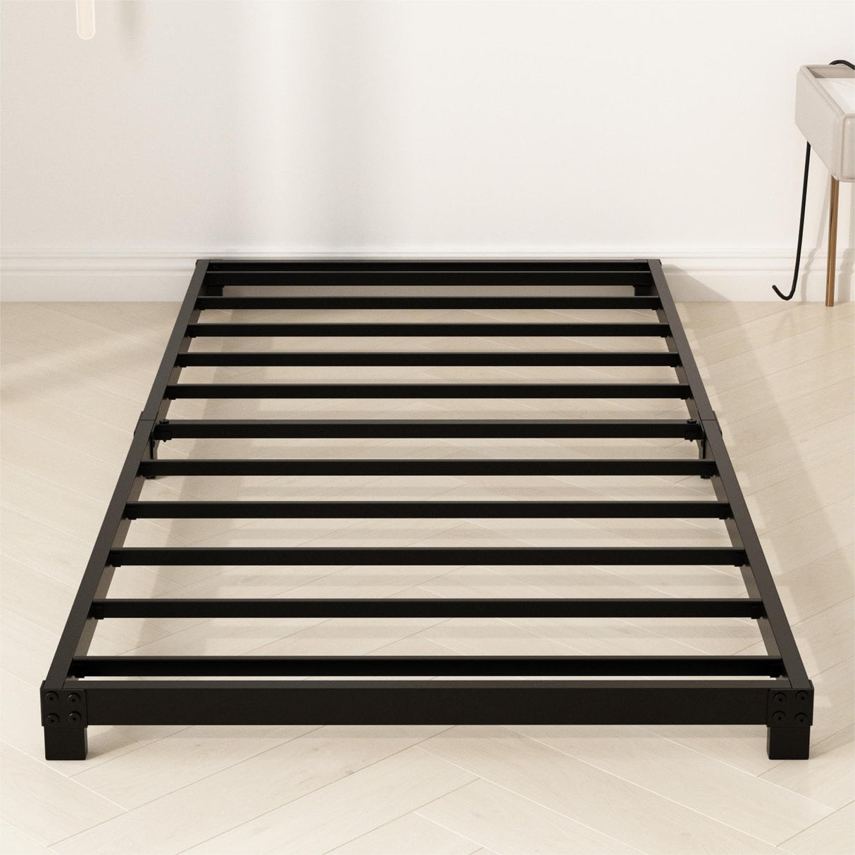 YUSENHEEI 4 Inch Twin Bed Frames, Heavy Duty Metal Platform Low Bed Frame Twin, No Box Spring Needed, Noise Free, Easy Assembly, Black YUSENHEEI