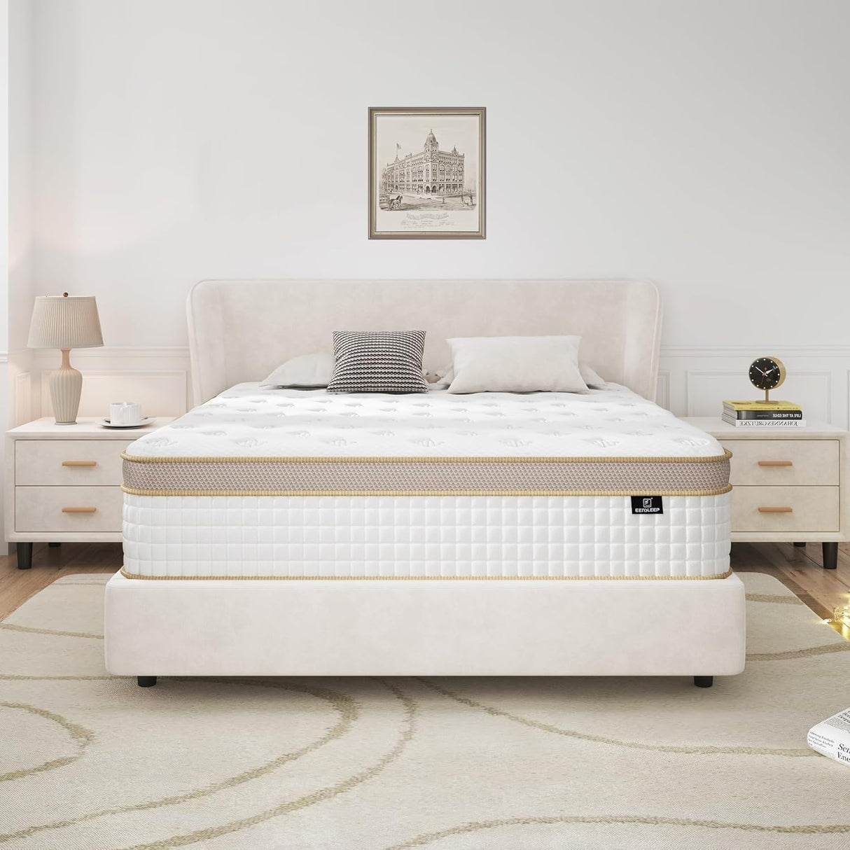Queen Mattress, Upgrade Strengthen Firm 14 Inch Queen Size Mattress in A Box, Hybrid Mattress Queen Size With High Density Memory Foam and Independent Pocket Springs, Strong Edge Support EEN EEN SLEEP