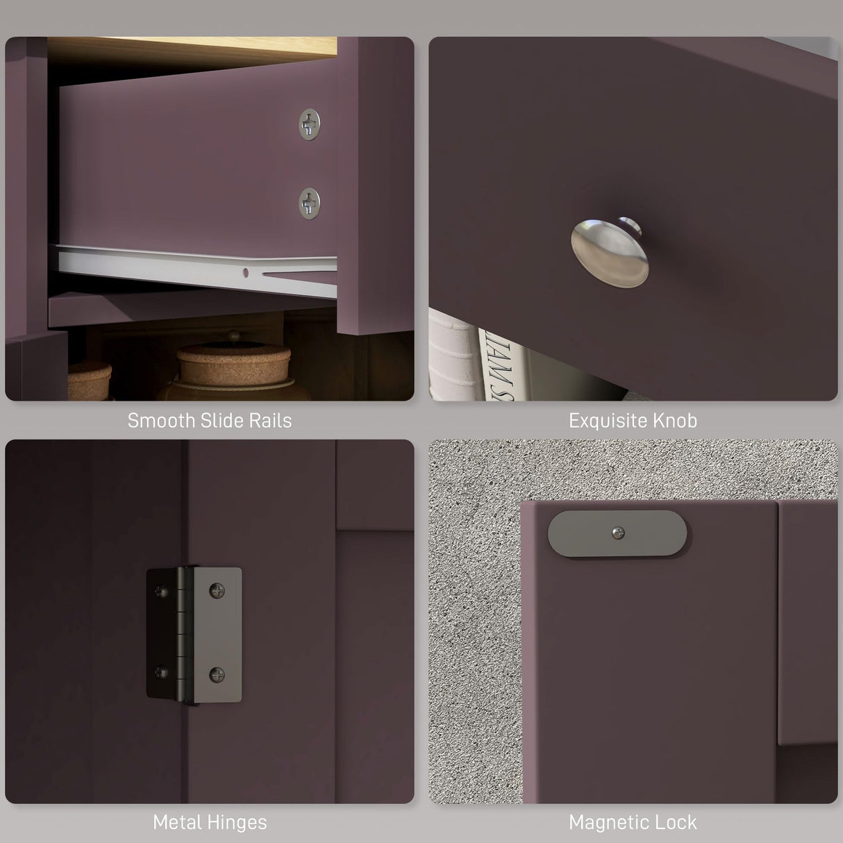 HOMCOM Sideboard with Solid Wood Countertop, Modern Kitchen Storage Cabinet, Coffee Bar Cabinet with 2 Drawers, Doors and Adjustable Shelf, Coffee HOMCOM