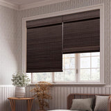 LUCKUP Cordless Bamboo Roman Blinds Shades for Indoor Windows-Blackout Room Darkening Roman Blinds with 6" Valance Cover Enhanced Privacy, 40" W x 64" H LUCKUP